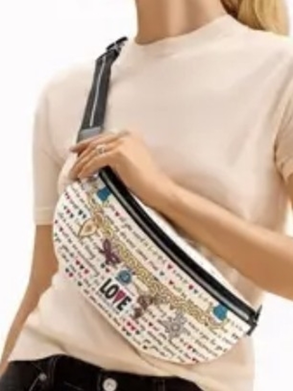 Brighton White Printed Crossbody Belt Bag with Multicolor Accents